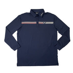 Titleist Polo Shirt Men 3XL Navy White Chest Stripe Long Sleeve Performance Golf
